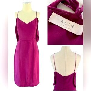 ASTR Burgundy Cold Shoulder Midi Dress Sz M